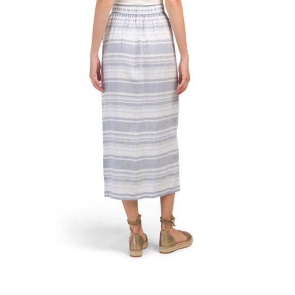 Cynthia Rowley NWT Striped Linen Midi Skirt - Picture 3 of 9